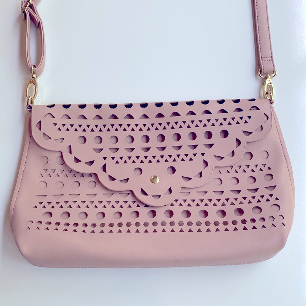 JustFab Ellis Bag crossbody blush pink boho vibe